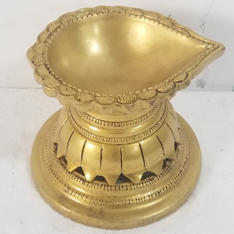 4"H x 5"W x 4"D - Handcrafted Brass Oil Lamp