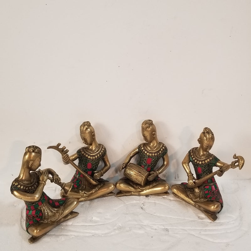 7"H x 6"W x 3"D - Brass Musician set of 4