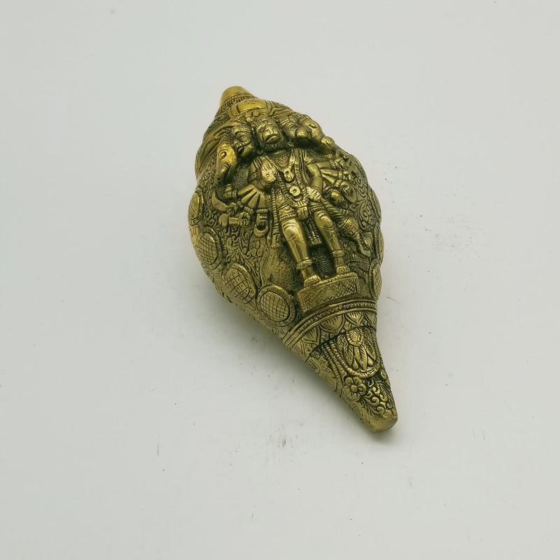 10" Solid Brass Panchmukhi Hanuman inspired Conch / Shankh